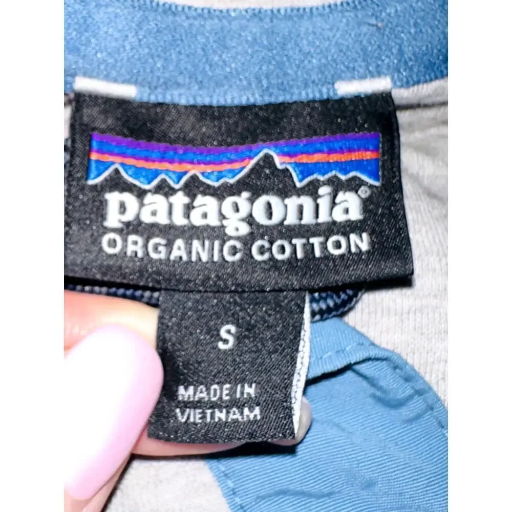 Patagonia Grey Blue Quilted Pullover Sweater Top Size S
